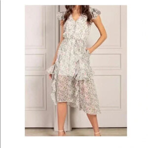 🆕Senlis Women Floral Fruit Elaine Ruffle V-Neck Lightweight SunDress S🆕